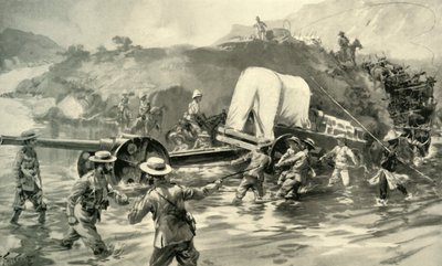 1900 में तुगेला के उस पार 4.7 नेवल गन को ले जाना। द्वारा जोसेफ फिनमोर