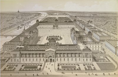 लौवर और ट्यूलरी का दृश्य, c.1850 द्वारा जोसेफ गेब्रियल ऑब्रुन