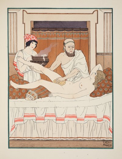 स्पंज बाथ, 1934 के &39;द वर्क्स ऑफ हिप्पोक्रेट्स&39; से चित्रण द्वारा जोसेफ कुह्न रेग्नियर