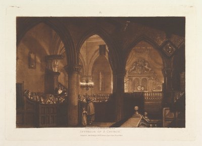 इंटीरियर ऑफ़ ए चर्च लिबर स्टडियोरम, भाग XIV, प्लेट 70, 1 जनवरी, 1819। द्वारा जोसेफ मैलॉर्ड विलियम टर्नर