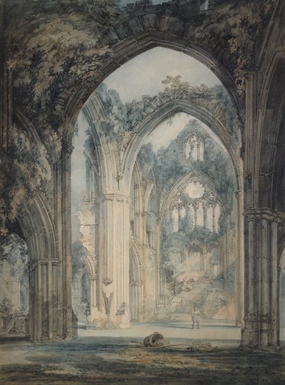 टिन्टर्न एबे, मॉनमाउथशायर, c.1794 का ट्रांसेप्ट (कागज पर कलम और काली स्याही के साथ ग्रेफाइट पर जल रंग) द्वारा जोसेफ मैलॉर्ड विलियम टर्नर