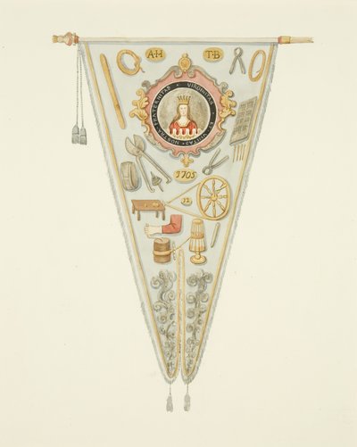 ब्रिस्टल के पिन-मेकर्स कंपनी का बैनर, c.1833 (कागज पर पेंसिल, वॉटरकलर और बॉडीकलर) द्वारा जोसेफ मैनिंग