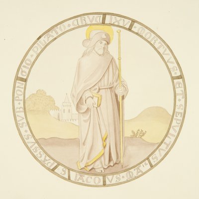 बिशप पैलेस के निजी चैपल की खिड़की में सना हुआ ग्लास: सेंट जेम्स (कागज पर पानी के रंग का) द्वारा जोसेफ मैनिंग