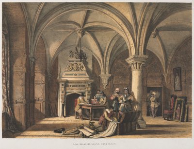 हॉल, बोल्सओवर कैसल, डर्बीशायर, 1840। द्वारा जोसेफ नैश