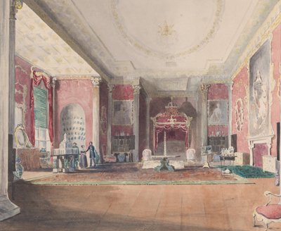 द स्टेट बेड चैंबर, स्टोव बकिंघमशायर, 1838। द्वारा जोसेफ नैश
