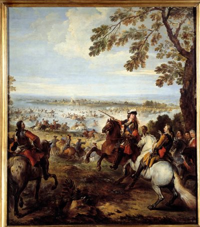 लुई XIV (1638-1715) की आर्मी द्वारा राइन का मार्ग, जोसेफ पैरोसेल (1646-1704) सन द्वारा एक थोल्हुइस पेंटिंग। 2,34x1,64 वर्ग मीटर द्वारा जोसेफ परकोल