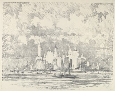 एलिस द्वीप से न्यूयॉर्क, 1910। द्वारा जोसेफ पेनेल