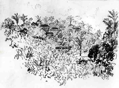 द अमेरिकन ग्राम, जोसेफ पेनेल द्वारा पनामा नहर से प्लेट X, 1912 (कागज पर लकड़ी का कोयला) द्वारा जोसेफ पेनेल