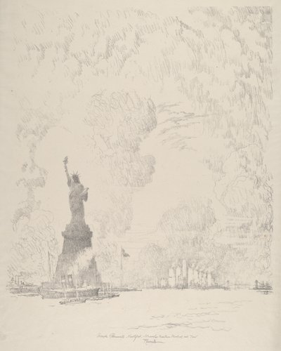 द स्टैच्यू, न्यूयॉर्क बे, 1910। द्वारा जोसेफ पेनेल