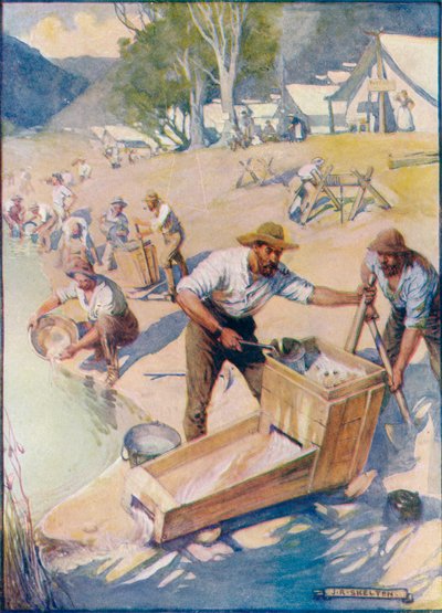ऑल डे लॉन्ग द साउंड ऑफ़ द पिक एंड द रंबल ऑफ़ द क्रैड वेयर हर्ड, c1908, c1920। द्वारा जोसेफ रैटक्लिफ स्कीलटन