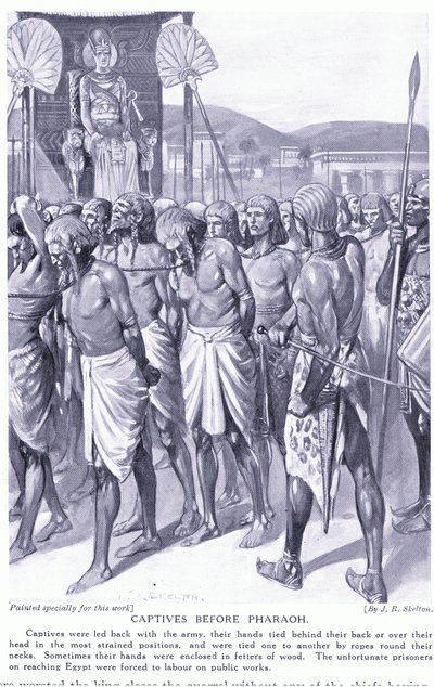 फिरौन से पहले बंदी, c.1920 (लिथो) द्वारा जोसेफ रैटक्लिफ स्कीलटन