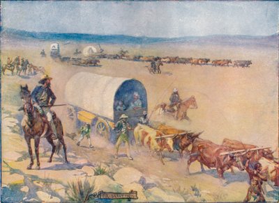 बिलोवी मैदानों पर धीरे-धीरे बग्घी-वैगनों का घाव, c1908, c1920। द्वारा जोसेफ रैटक्लिफ स्कीलटन