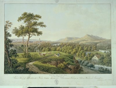 रासेनहेलबर्ग से जेना का दृश्य, c.1810 (नक़्क़ाशी) द्वारा जोसेफ रॉक्स