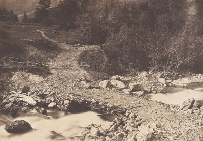 पेरिस के जलप्रपात, लुचॉन, 1853 से वापस रास्ते में लिया गया स्लेट ब्रिज। द्वारा जोसेफ विगियर
