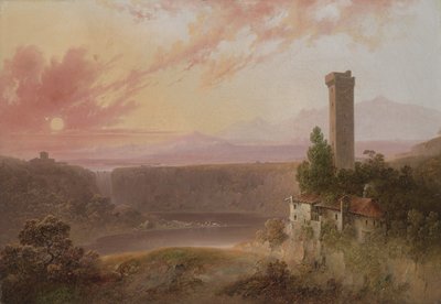 सूर्यास्त पर नेमी झील का दृश्य, c.1840-50 द्वारा यहोशू एच। शॉ