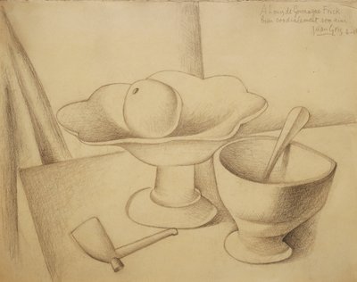 फ्रूट-डिश के साथ फिर भी जीवन; नेचर मोर्टे औ कॉम्पोटियर, 1919 द्वारा जुआन ग्रिस