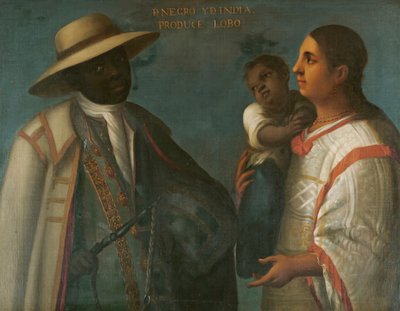 काले और भारतीय एक भेड़िया का उत्पादन करते हैं, c.1715 द्वारा जुआन रोड्रिगेज जुआरेज