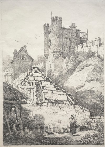 उत्तरी इंग्लैंड में प्राचीन इमारतों और ग्रामीण कॉटेज की एक श्रृंखला: यॉर्क में, मुर्गियों के साथ फार्मयार्ड द्वारा जुआन वैन डेर हैमेन वाई लियोन