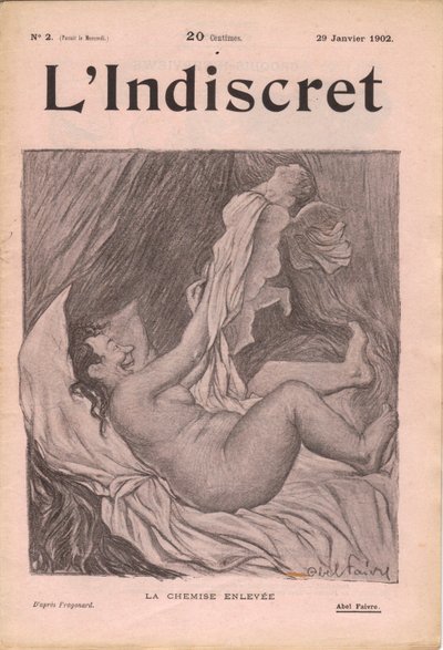 "L'Indiscret" का कवर, B & W . में व्यंग्य द्वारा जूल्स हाबिल फैवरे