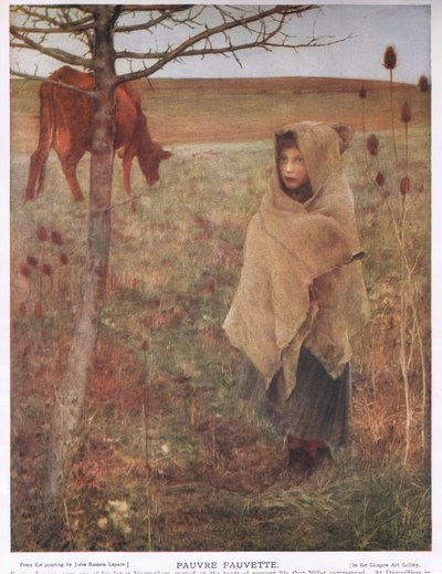 फ्रांस, छोटा; लड़की; Fauvette; गाय; ग्रामीण; गरीब; कपड़ा द्वारा जूल्स बास्टियन लेपेज