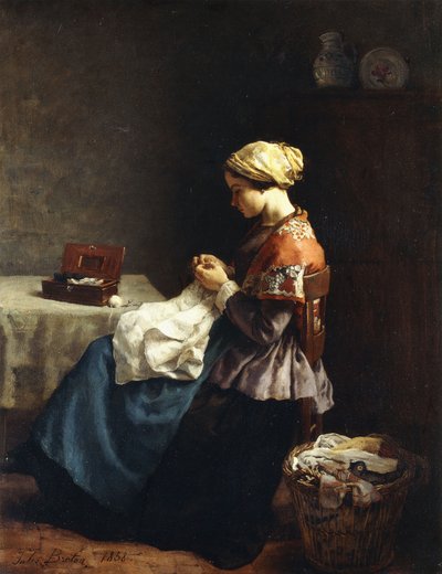 द लिटिल सीमस्ट्रेस, 1858 द्वारा Jules Breton