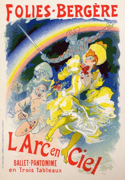कला। मनोरंजन। L'Arc en Ciel (इंद्रधनुष), कैबरे Les Folies Bergeres, पेरिस में शो। जूल्स चेरेट, फ्रांस द्वारा पोस्टर, c.1890 (पोस्टर) द्वारा जूल्स चेरी