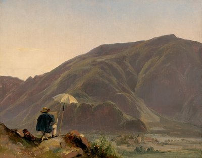 1837 में एक पेंटर के साथ बोजेन का दृश्य। द्वारा जूल्स कोइनेट
