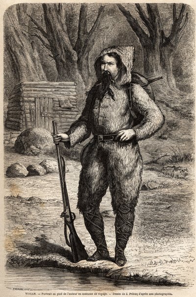 एक यात्रा सूट में डॉक्टर हेनरी (हेनरिक) बार्थ (1821-1865), जर्मन खोजकर्ता का पोर्ट्रेट। डॉ हेनरी बार्थ द्वारा, अफ्रीका के केंद्र में 1849-1855 की यात्रा को चित्रित करने के लिए जूल्स पेल्कोक द्वारा चित्रण। "" ले टूर डू मोंडे में उत्कीर्णन, नोव्यू  द्वारा जूल्स पेल्कोक
