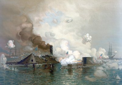 मॉनिटर और मेरिमैक, 9 मार्च, 1862, पब .1886 द्वारा Julian Oliver Davidson