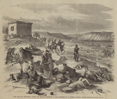युद्ध के बाद, Tchernaya के क्षेत्र, एक फ्रांसीसी पिक्चेट हाउस में घायल को लाने द्वारा जूलियन पोर्टक
