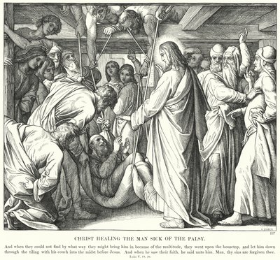 क्राइस्ट हीलिंग द मैन सिक ऑफ द पाल्सी (उत्कीर्णन) द्वारा जूलियस (बाद में) श्नोरर वॉन कैरोलसफील्ड