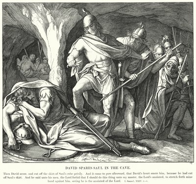 डेविड ने शाऊल को गुफा में बख्शा (उत्कीर्णन) द्वारा जूलियस (बाद में) श्नोरर वॉन कैरोलसफील्ड