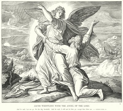 प्रभु के दूत के साथ जैकब कुश्ती (उत्कीर्णन) द्वारा जूलियस (बाद में) श्नोरर वॉन कैरोलसफील्ड