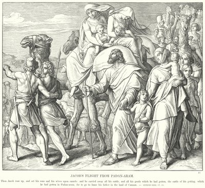 पदन-अराम से जैकब की उड़ान (उत्कीर्णन) द्वारा जूलियस (बाद में) श्नोरर वॉन कैरोलसफील्ड