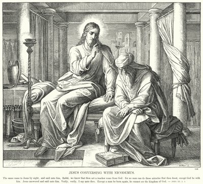 नीकुदेमुस के साथ यीशु की बातचीत (उत्कीर्णन) द्वारा जूलियस (बाद में) श्नोरर वॉन कैरोलसफील्ड