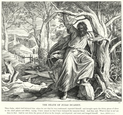 यहूदा इस्करियोती की मृत्यु (उत्कीर्णन) द्वारा जूलियस (बाद में) श्नोरर वॉन कैरोलसफील्ड