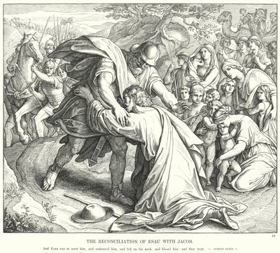 याकूब के साथ एसाव का सुलह (उत्कीर्णन) द्वारा जूलियस (बाद में) श्नोरर वॉन कैरोलसफील्ड