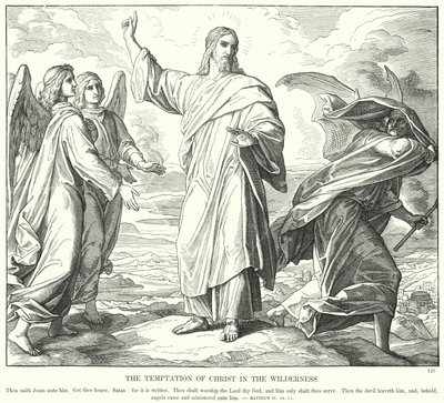 जंगल में मसीह का प्रलोभन (उत्कीर्णन) द्वारा जूलियस (बाद में) श्नोरर वॉन कैरोलसफील्ड