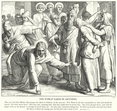 व्यभिचार में ली गई महिला (उत्कीर्णन) द्वारा जूलियस (बाद में) श्नोरर वॉन कैरोलसफील्ड