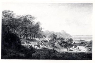 एंगलसी का दूर का दृश्य (कैनवास पर तेल) (बी एंड डब्ल्यू प्रिंट) द्वारा जूलियस सीजर इबेट्सन