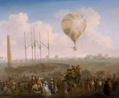 सेंट जॉर्ज फील्ड्स से लूनार्डी के गुब्बारे की चढ़ाई, c1790 द्वारा जूलियस सीजर इबेट्सन