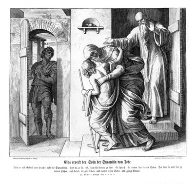 एलीशा ने शूनेमिन के पुत्र 2 राजाओं को जिलाया द्वारा जूलियस श्नेरोर वॉन कैरोलसफेल्ड