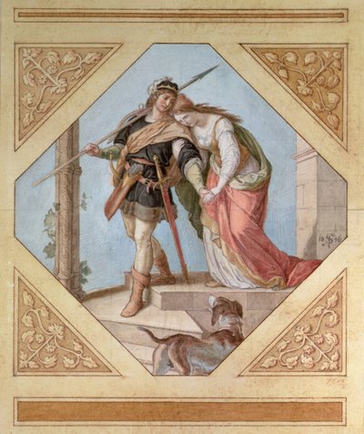 सीगफ्रीड और ब्रूनहिल्ड, रिचर्ड वैगनर (1813-83) द नीबेलुंगेन का चित्र द्वारा जूलियस श्नेरोर वॉन कैरोलसफेल्ड