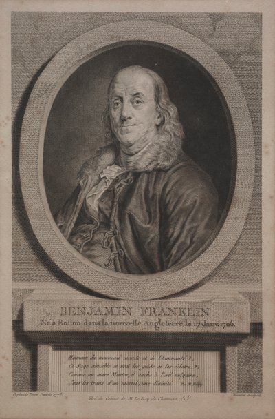 बेंजामिन फ्रैंकलिन, 1779। द्वारा जस्टस शिल्लेट
