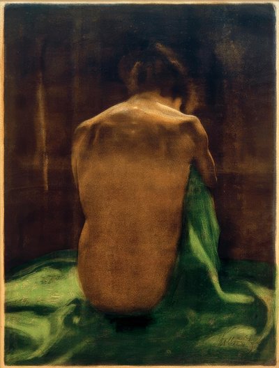 K.Kollwitz, हरे कपड़े पर महिला बैक एक्ट द्वारा Käthe Kollwitz