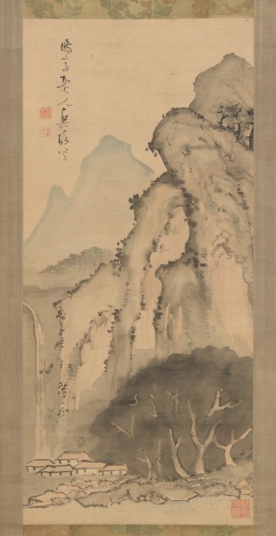 झरना के साथ लैंडस्केप, ca. 1817। द्वारा कमेड़ा बोसाई