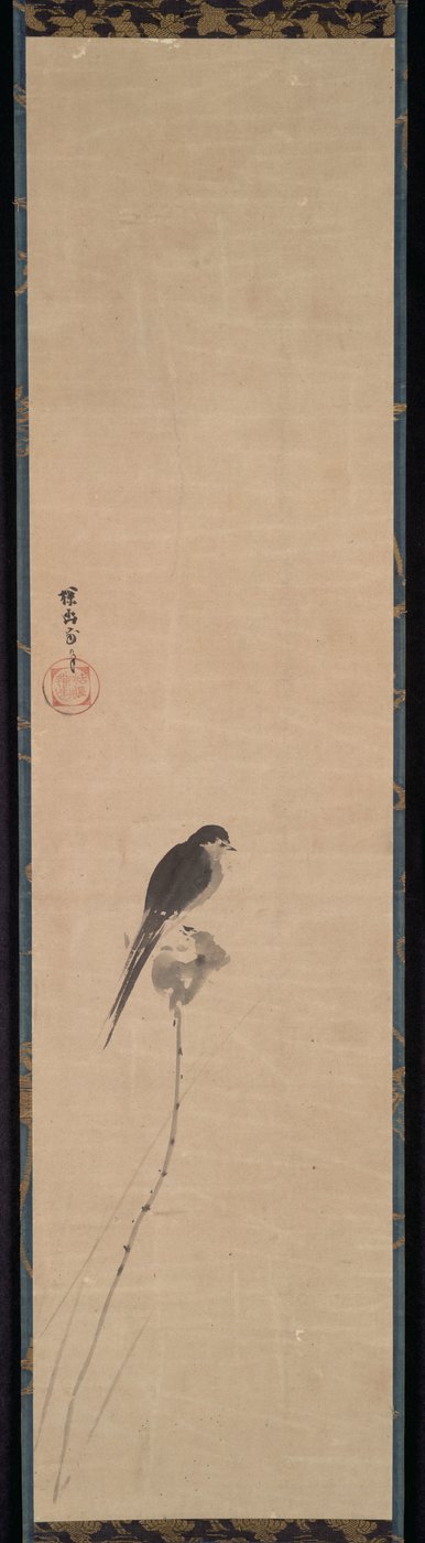 लोटस बड पर पक्षी, 1600s। द्वारा Kanō Tan’yū