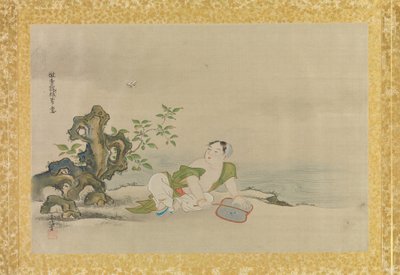 चीनी चित्रों की एल्बम, एल्बम का पत्ता, (स्याही और रेशम पर रंग) द्वारा कानो स्यूनेनोबू