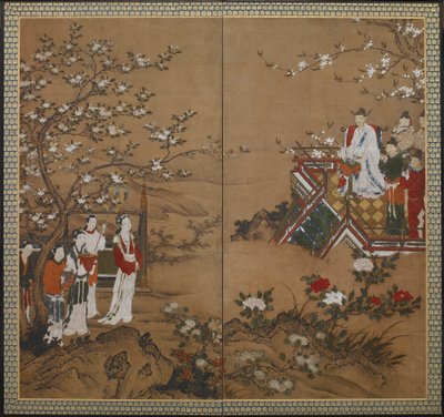 चीनी सम्राट मिंग हुआंग और यांग कुई-फेई, ईदो काल, 17 वीं शताब्दी की शुरुआत में। द्वारा कानो स्कूल