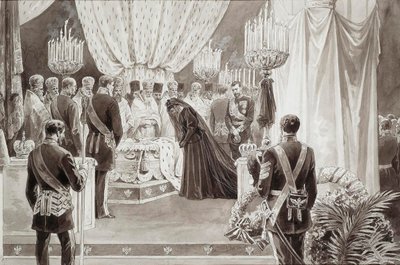 1894 में सेंट पीटर्सबर्ग में सेंट पीटर और पॉल कैथेड्रल में सम्राट अलेक्जेंडर III का दफन। द्वारा कारेल ब्रोझी